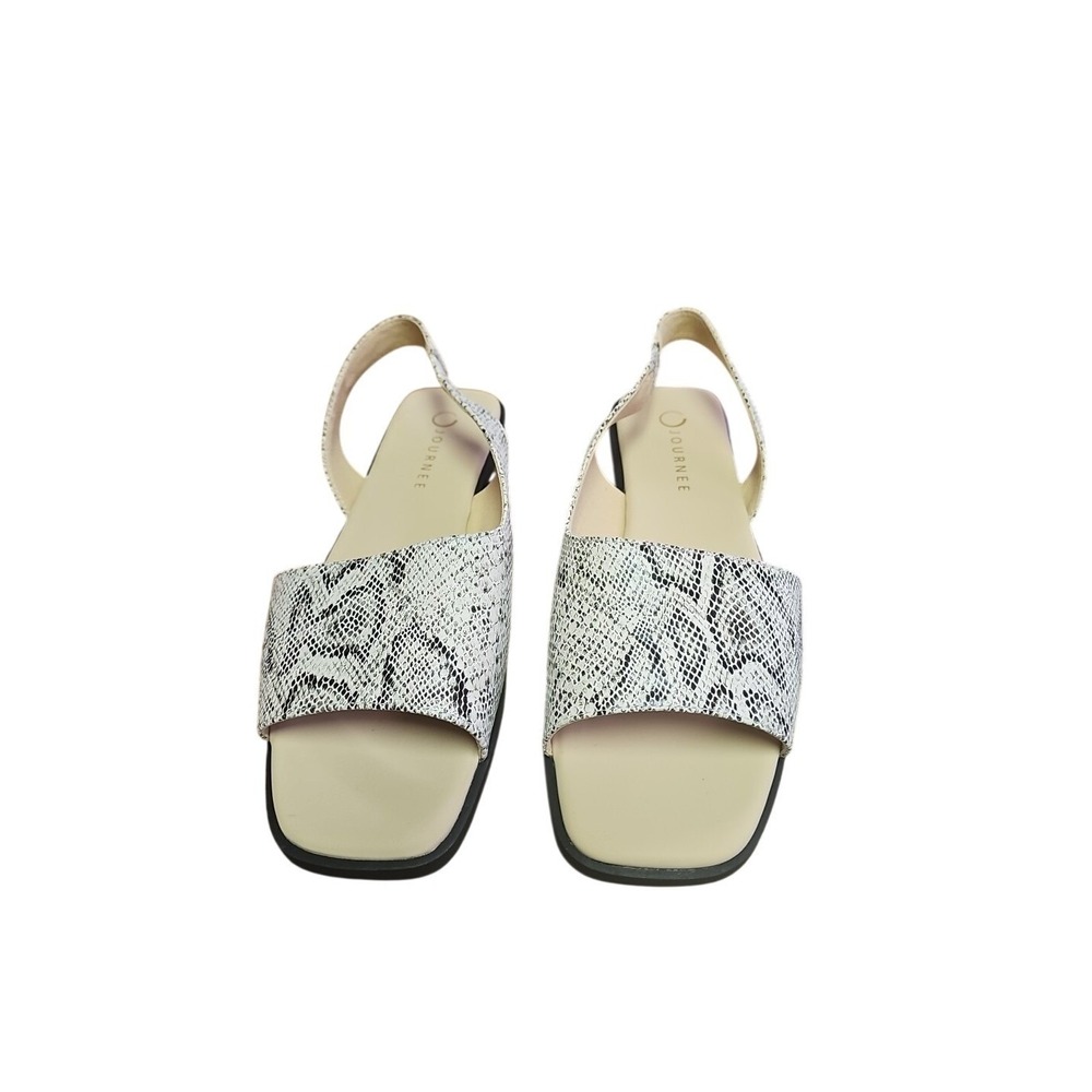 Journee Collection Rinsley-SNK Snakeskin Print Slingback Flat Sandals Grey 9.5 M